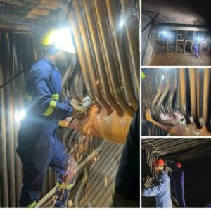 Transcurren trabajos en el interior de la caldera de la CTE Guiteras